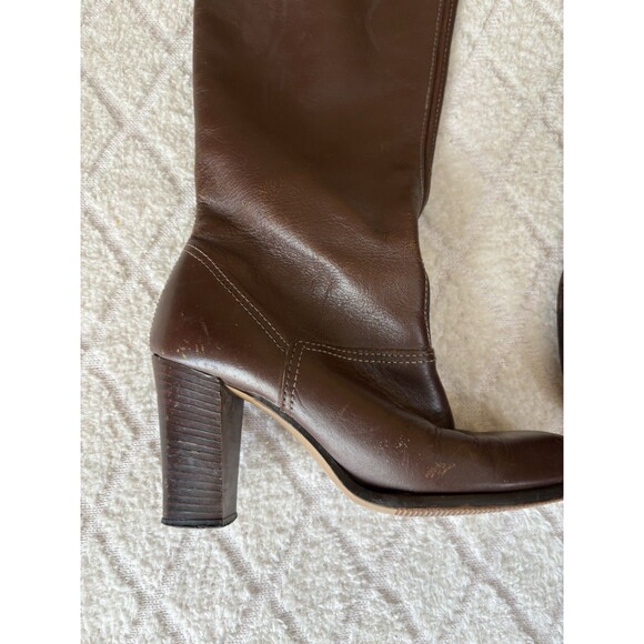 Vintage Authentic 70’s Women’s Brown Leather Knee High 3 Inch Heel Boots. 5 1/2 - Picture 11 of 16